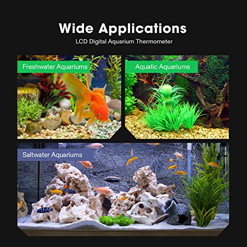 VIVOSUN 8-Pack LCD Digital Aquarium Thermometer Fish Tank Water Terrarium Temperature with Suction Cup for Turtle - size: 8 packs