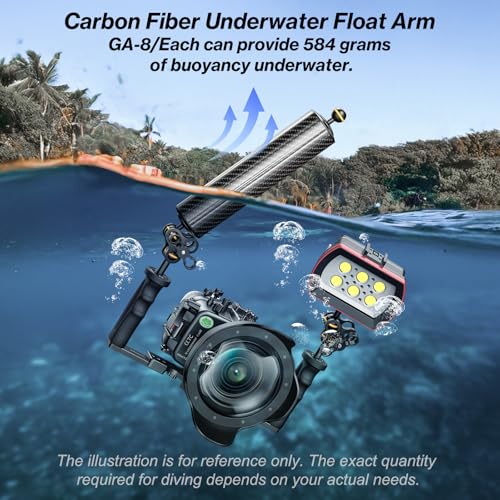 Sea frogs Carbon Fiber Float Arm D60mm, 12'', for Ultralight, Aquatic Arm, Buoyancy Provided 580g, Underwater Camera System Diving Tray Video Light/Strobe GA-8 - color: D60mm, 12'' Carbon Fiber Float Arm