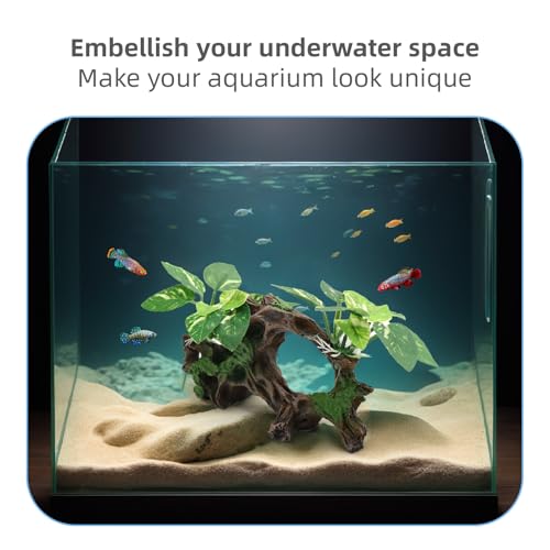 Fish Tank Decorations Artifical Driftwood Cave Aquarium Decor Ornaments Silk Aquarium Plants for Betta Fish Tank Accessories