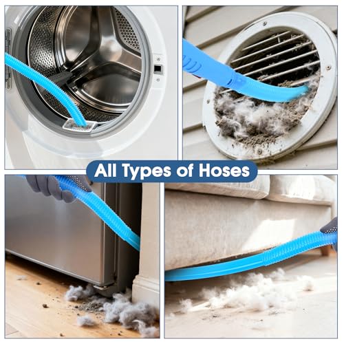 Universal Dryer Vent Cleaner Kit Compatible with Most Vacuum Cleaner Include Vacuum Hose Attachment Accessories Brush Lint Act Brush,Dryer Vent Vacuum Hose with Basic Protective Gloves