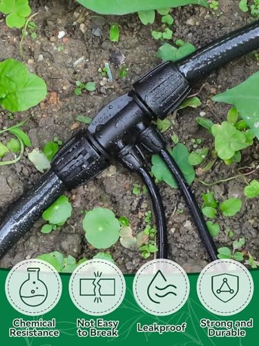 Kalolary 20PCS Locked Barbed Tee Connectors, 1/2" to 1/4" Drip Irrigation Fittings Kit 12/16mm to 4/7mm Tube Lock Female Connector 4-Way Barbed Lock Irrigation Parts for Watering System (Black) - color: Black 1/2" to 1/4" 4-Way