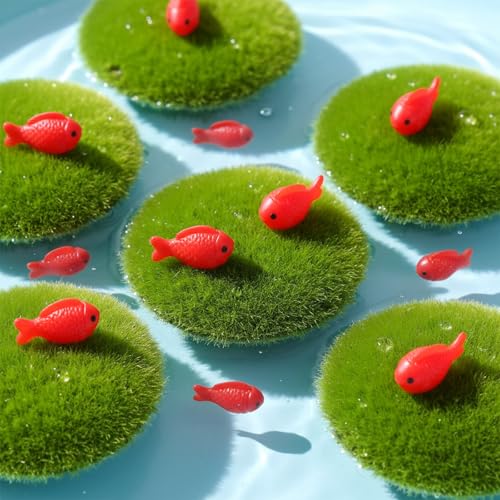 50 Pcs Fake Mini Koi Fish Decor, Small Resin Fish, Resin Animal Miniature Decoration Figurines, Mini Fishes Figurines Set, Cute Miniature Fishes Fake for Aquarium Tank, DIY Crafts, Landscape Ornaments