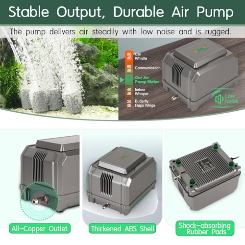 hygger Aquarium Air Pump 10W/15W 0.025Mpa/0.03Mpa Powerful Adjustable Fish Tank Air Pump 4 Outlets Oxygen Aerator for Medium Large Fish Tank Up to 1000 Gallon,Samll Pond,Hydroponics,Commercial Use - size: 10W(230GPH)
