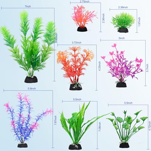 Fish Tank Decorations Artificial Plastic Plants Aquarium Decor Fish Tank Accessories Multi-Colored - color: Colorful