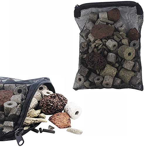 Wave Point 10pcs Aquarium Filter Media Bags with Zipper for Activated Carbon, Biospheres, Ceramic Rings, etc. - color: Black & White