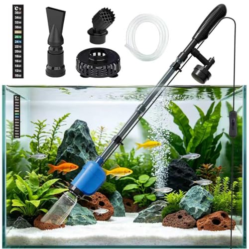 6-in-1 Electric Aquarium Gravel Cleaner, 530GPH Fish Tank Vacuum Cleaner with Water Changer, Sand Washer, Debris Remover & Circulation Pump, Quiet 32W Pump