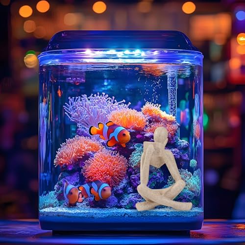 Fish Aquarium Decor Ornaments Sandstone Minimalist Resin Thinker Statue Fish Tank Decorations Small Accessories Abstract Home Decor Fish Toy for Betta Cichlid Goldfish Shrimps Hermit Crabs Turtle - color: Right Thinking Read Book