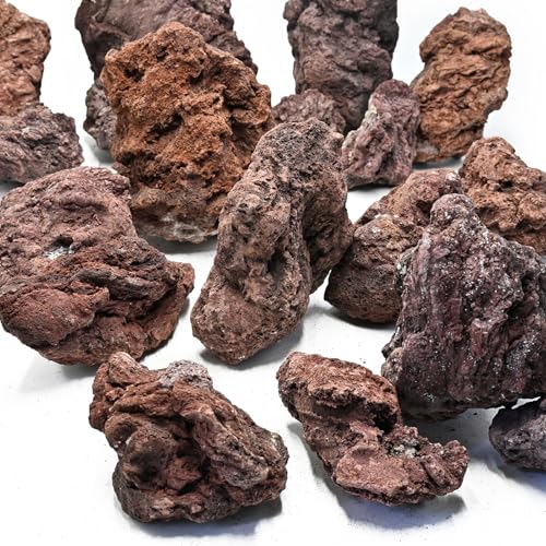 Natural Volcanic Lava Rock Stones for Fire Pit 4"-9" Natural Rocks for Fish,Fire Bowls,Gas Log Sets,Fireplaces,Decorative Landscaping & Outdoor Garden Projects-15lb 6-7pcs - color: Red, size: 15lb 6-7pcs(4-9inch)