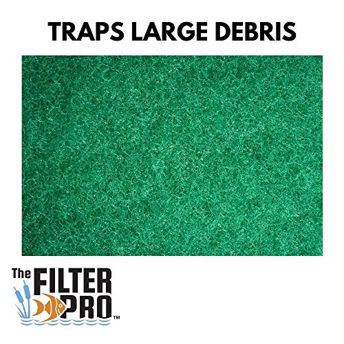 Green Coarse Filter Media, 2" Thick, 16" x 56" Roll, Perfect for Aquariums, Ponds or Water Gardens, Made in USA