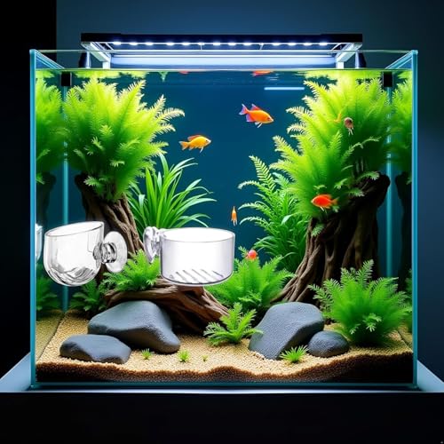4 Pcs Aquarium Plant Pot Planter, Glass Fish Tank Plants Holder, Aquarium Decoration Plant Cup with Suction Cups for Fishes Tank Ornament Aquarium Décor Plastic Plants Fish and Aquatic Pets