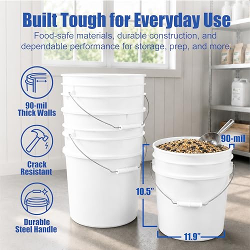 ePackageSupply 3.5 Gallon Bucket with Lid - Food Grade Bucket with Airtight Gamma Seal Screw-On Lid, 90 Mil Heavy Duty HDPE Plastic, BPA Free, for Bulk Food Storage, Made in USA - Yellow, 3 Packs - color: Yellow, size: 3 Packs