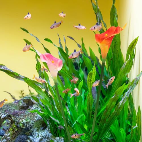 Ipetboom Betta Fish Beds, 2pcs Artificial Flowers Betta Hammock Betta Fish Leaf Hammock