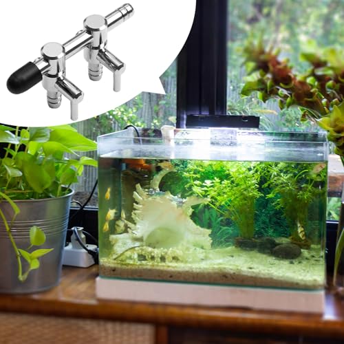 3 Pack 2-Way Aquarium Stainless Steel Air Flow Control Lever Valve with Airline Tubing Connector for Air Pumps Fish Tank Multi-Port Distributor Splitter - style: 2-Way