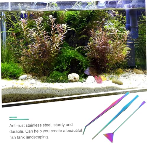 VICASKY 3Pcs Aquarium Tools Set Stainless Steel Aquatic Plants Tweezers Spatula Maintenance Tool for Aquascaping Rustproof Durable for Fish Tank Care