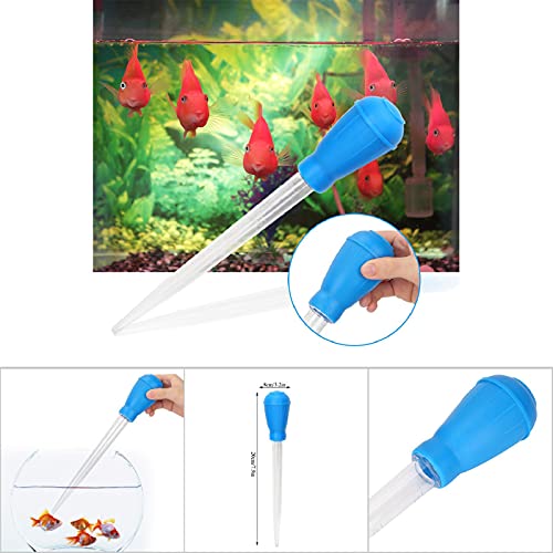 Fish Pipette Dropper, Aquarium Dropper Mini Manual Water Changer Aquarium Gravel Cleaner Waste Remover Changer Aquarium Dropper Pipette Feeder Water Transfer(Blue) - color: Blue