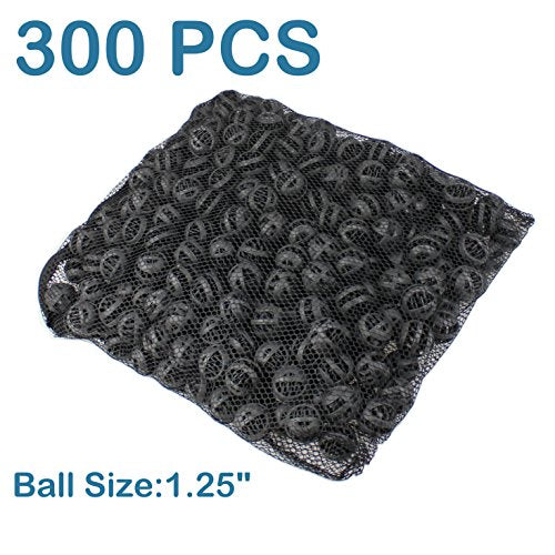 AQUANEAT 1.25” Large Bio Balls for Pond Filter Koi Pond Aquarium Fish Tank Sump Filter Media with Free Media Bag 300pcs - size: 1.25"