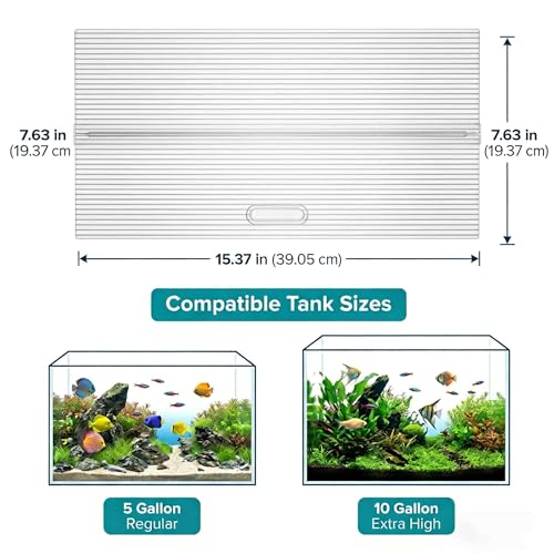 Aquarium Canop Polycarbonate 15.37 x 7.63 x 0.24 for 5/10 Gallon Without Center Brace Aquariums Cover Aquarium Lid，Clear - size: 16 x 8 Inch