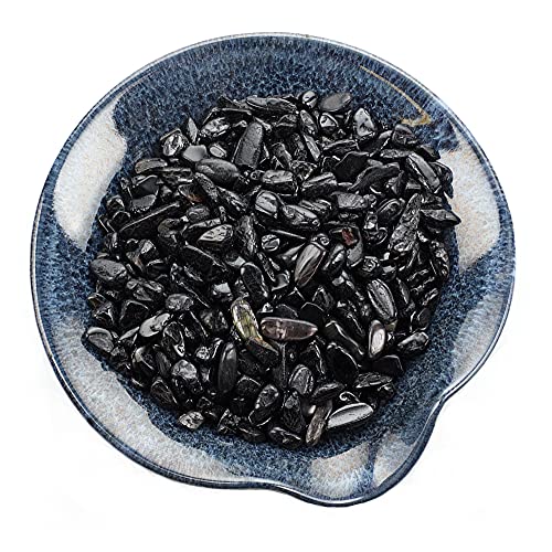 Cherry Tree Collection 1/2 Pound Polished Tumbled Gemstone Chips, Pebbles, Crystal Chips Bulk for Jewelry Making, Healing, Plants, Succulents, Aquariums, Decoration, Chakra (Black Tourmaline) - color: Black Tourmaline