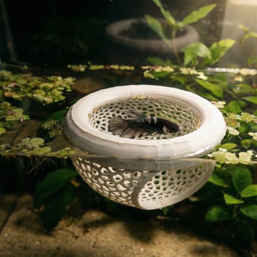 3PCS Floating Betta Hammock Cave & Feeder Ring - 3D Printed Aquarium Decor with 2 Bed Leaf, Safe Resting Spot for Betta Fish, Shrimp in Nano Fish Tanks (Black) - color: BLACK