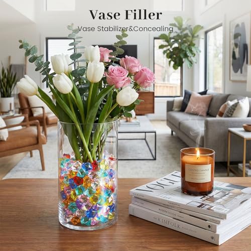 DomeStar 150PCS Multicolored Acrylic Fake Gems, Crushed Ice Rocks Pirate Treasure Jewels Vase Fillers, Table Scatter, Sensory Bin Filler, Photo Props, Pirate Party Favors Easter Decor - color: Multicolor