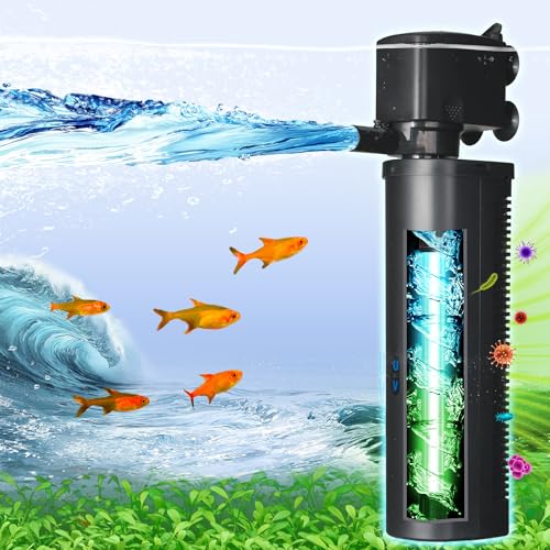 Aquarium Filter U-Very Suitable for 75-300 Gallon Tank, 500GPH Fish Tank Filters for Green Control, Internal Submersible Pump for Turtle Tank, Small Pond, Pool Filter, Cold Plunge Ice Bath Hot Tub - size: CTUV-H10F (75-300Gallon)