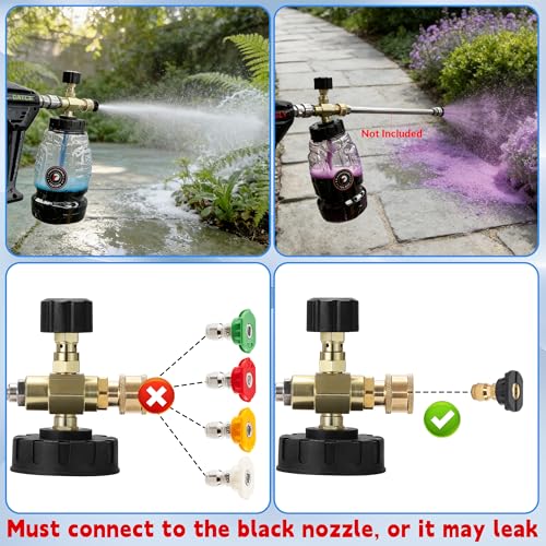 Tool Daily Chemical Injector for Pressure Washer, Adjustable Chemical Injector Bottle with Straw, Black Soap Nozzle, 1/4” Quick Connect, 3600 PSI - style: Chemical Injector