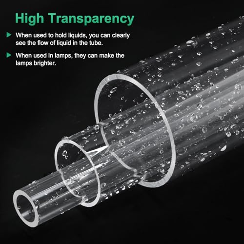 M METERXITY 4-Pack Clear Rigid Acrylic Pipe, 3mm[0.12"] ID x 7mm[0.28"] OD Plastic Round Tube for Water Cooling System/Lamps/Fountains/Aquariums/Display Stand, Acrylic Tubing [305mm/12IN] - size: 3mm ID x 7mm OD