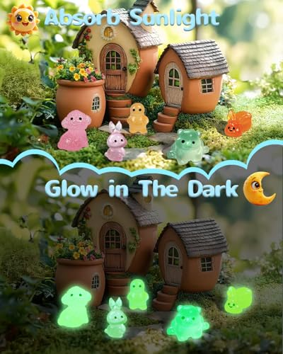 Piemow 180 Pcs Mini Resin Animals Kit - Luminous Tiny Resin Animals Figurines Accessories Gifts for Aquarium Fairy Garden Bonsai Decor
