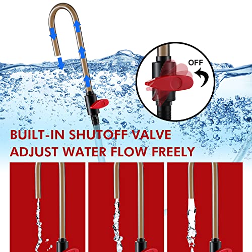 Dreyoo Aquarium Water Changer Hook with Flow Switch, Quickly Fill and Drain Fish Tank, PVC Aquarium Water Filler, Suit for 1/2'', 5/8'' 3/4'' Hose