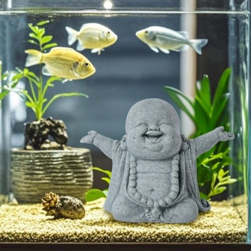 OwMell Japanese Jizo Monk Statue, Buddha Jizo Figurine Memorial Aquarium Statue Ornament - Laughing Buddha - color: Laughing Buddha