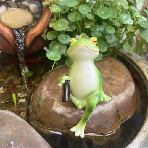 Funny Frog Figurines Plant Decorations for Pots Cute Frog Statue Outdoor Garden Decor for Fish Tank,Flower,Lawn,Yard,Home Office Desktop Decoration Gift