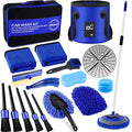 21Pcs Car Wash Kit,62" Car Wash Brush Mop with Long Handle,Car Cleaning Kit,Car Detailing Brush Set,Car Wash Bucket with Filter,Windshield Window Squeegee for Cars RV Truck Boat (Blue)