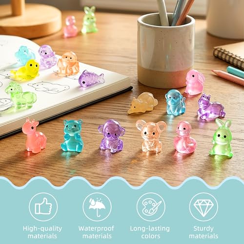 FEXIA 150Pcs Mini Resin Animals Mystery Blind Bag Glow in The Dark Animal Figures Cute Micro Miniatures for Fairy Garden, Terrarium, Micro Landscape Aquarium Decor, DIY Crafts, Party Favors Gifts - color: Mystery Bag-150pcs