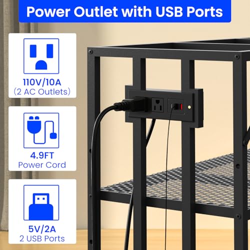55-75 Gallon Aquarium Stand with Built-in Power Outlet, Heavy Duty 3 Tier Fish Tank Stand with Adjustable Storage Shelf, Metal Frame Holds 1000 LBS, Stable Anti-Slip Design (75-55 Gallon with Power Outlets)