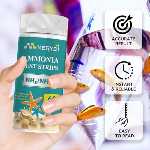 Ammonia Test Strips,60 Strips Aquarium Test Kit for Fish Tanks & Ponds, Quick & Accurate Freshwater Saltwater Testing Strips - color: ammonia test strips