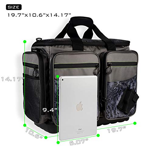KastKing Fishing Gear & Tackle Bags - Saltwater Resistant Fishing Bags - Fishing Tackle Storage Bags - color: B2: Large-Lunker(Without Trays, 19.7"x13"x10.6")-Blackout