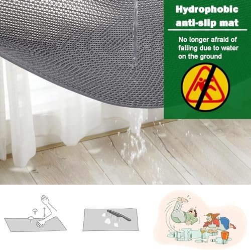 PVC Drainage Floor Mat Non-Slip Commercial Wet Area Mat for Outdoor and Indoor Restaurant Kitchen Bar Swimming Pool Splash Matting Water Drain Flooring Mat,Grey, 3X16.4FT - size: 3X16.4FT