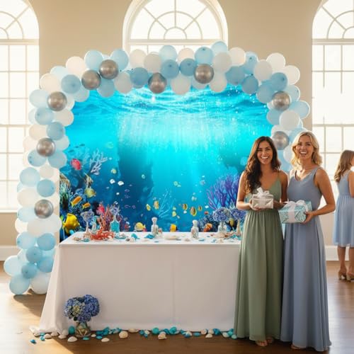 Under The Sea Backdrop 10x8ft Ocean Backdrop Underwater World Aquarium Photography Background for Kids' Birthday Parties Underwater-Themed Photoshoots Studio Portraits - color: Blue1, size: 10x8ft