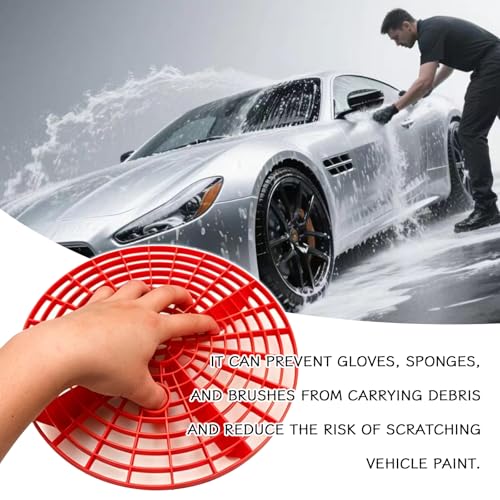 2 PCS Car Wash Bucket Insert Dirt Guard, Grit Trap Dirt Lock Filter for 3-5 Gallon 12 Inch Buckets, Automotive Detailing Wash Tool for to Prevent Swirl Marks (Black+Red) - color: Black,Red