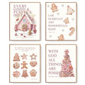 LARTSFRO Coquette Pink Christmas Gingerbread House Gifts Wall Art Decor Posters, Cute Christmas Gingerbread Man Christian Room Bathroom Bedroom Dorm Wall Art Decor Aesthetic for College Teen Girls Gifts, Inspirational Bible Verses Gingerbread Wall Decor,