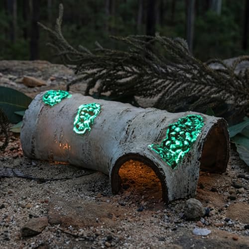 Natural Reptile Hide Basking Platform, Hideout Decor for Aquarium, Fish Tank, Bearded Dragon, Gecko, Shrimp, Betta (Glow-in-the-Dark Birch Tree Hiding Cave, Small) - color: Glow-in-the-Dark Birch Tree Hiding Cave, size: Small