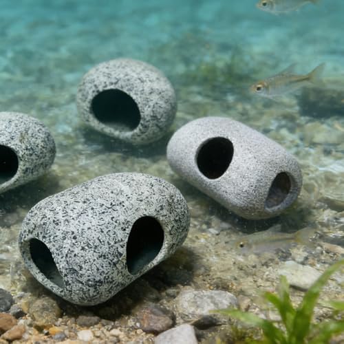 Aquarium Decorations Cave - Fish Tank Accessories Rock Decor for Shrimp Cichlid Hiding Breeding Small Fish Bowl Betta Toys Hideout Stones House (Small)