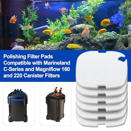 Rite Size S Canister Aquarium Polishing Filter Pads Fits for MarineLand C-Series and Magniflow'160 & 220 Canister Filters, Aquarium Filter Media Screens Out Fine Particulates -6 Pcs - size: Rite Size S