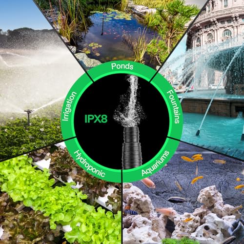 VIVOSUN 2700 GPH Submersible Water Pump, 120W Pond Pump, Ultra Quiet Aquarium Pump with 15FT. Lift Height for Pond Waterfall, Fish Tank, Statuary, or Hydroponics - size: 120W without Barrier Bag