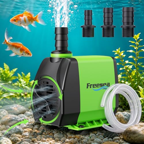 Small Pond Pump with Hose: 45w 800gph Adjustable Flow Circulate 500-1200 Gal Water 1-2 Times in 1.5 Hour - 3 Year Durable Operation Keep Pond Clean for Koi health - size: 45W/800GPH