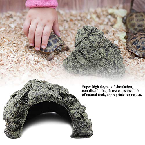 Reptile Hideout Cave,Resin Rock Hides Habitat Decor Fish Tank Decorations Shelter Tortoise Basking Terrace Pet Terrarium Nest Decoration for Gecko,Spiders,Frogs,Fish,Turtles and Hermit Crabs - color: Small