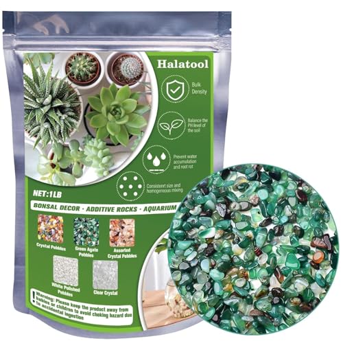 Halatool 1LB Green Aquarium Gravel for Fish Tank 0.35"- 0.6" Landscaping Pebbles for Home Decor Natural Decorative Polished Stones for Potted Plants DIY Handmade & Vase Filler - size: 1 LB, style: Green Pebbles