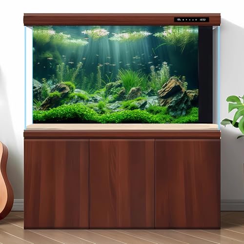 Underwater Aquarium Background Under The Sea Ocean Bed Stone Grass Leaves Fish Tank Background Vivid Fresh Aquatic Green Plants Rock with Moss Aquarium Fish Tank Backgrounds Decor Vinyl 24x12in - color: Dark Green, size: 24(W)x12(H)inches/ 60(W)*30cm(H)