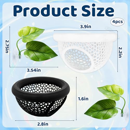 Betta Hammock, Floating Fish Tank Accessories for Aquarium Decor, Feeding and Resting Shelter with Silk Plants, Black and White Color Options for Betta Fish and Shrimp Tanks