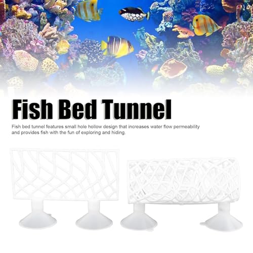 Betta Fish Toys, Betta Fish Tank Accessories Decorations, Betta Tunnel Swim Tube Soft Edged Betta Hammock Bed Shrimp Guppies Hideout Betta Shelter Toys with Suction Cup(White)